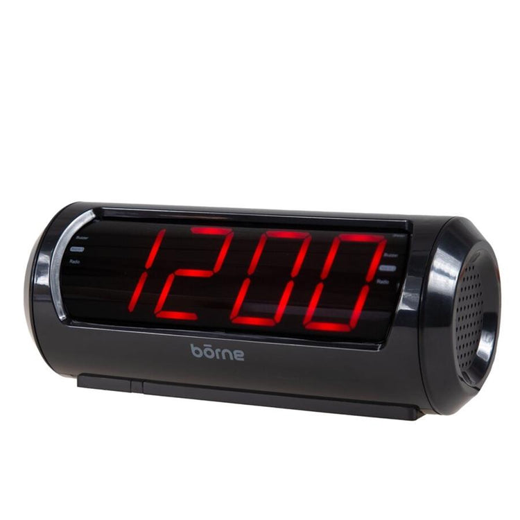 Borne - Radio-Réveil AM/FM avec Affichage Numérique Grand Format, Deux Alarmes, Noir - Simple Boutique