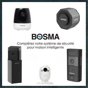 Bosma - Ensemble de Caméra de Sécurité Intérieur XC, 1080p, Détections des Mouvement et du Son + 2 Capteurs de Porte ou Fenêtre, Blanc - Simple Boutique
