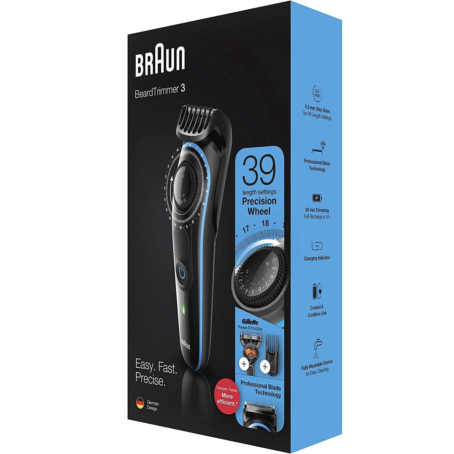 Braun - Ensemble Tondeuse à Cheveux Sans-Fil Rechargeable avec Rasoir Gilette Pro Glide, Noir - Simple Boutique