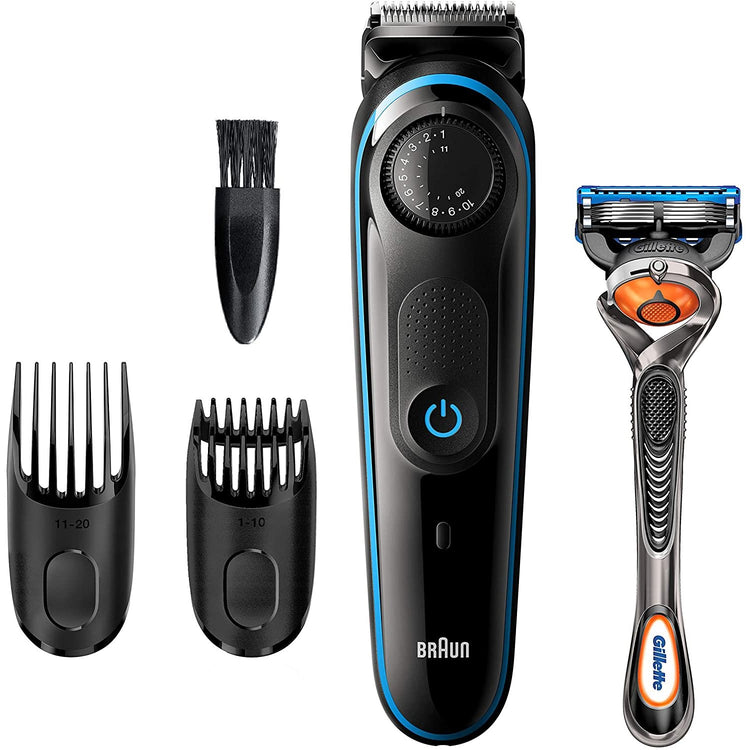 Braun - Ensemble Tondeuse à Cheveux Sans-Fil Rechargeable avec Rasoir Gilette Pro Glide, Noir - Simple Boutique