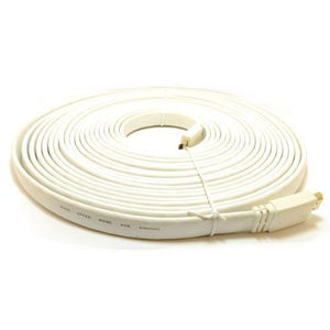 Câble HDMI Plat V1.4 Compatible 3D Et Ethernet 1080P 15 Pieds Blanc - Simple Boutique
