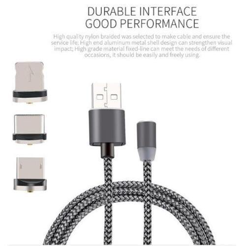 Câble Magnétique 3 En 1 Micro USB Lightning Type C Pour Android Ou Apple
