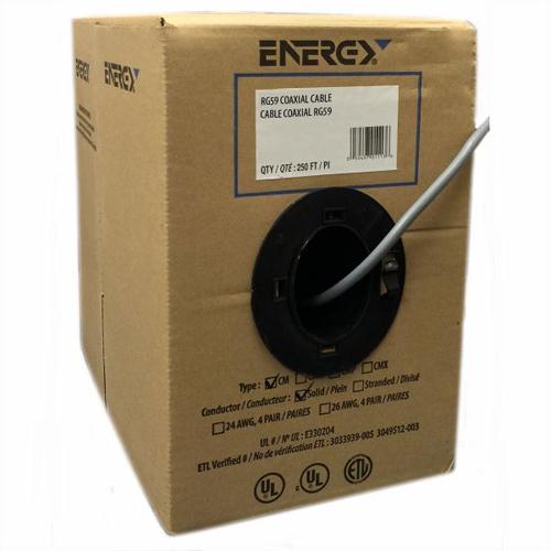 Câble coaxial 250pi RG-59 Gris 20 AWG CL2 en boite dévidoir (cUL) certifié - Simple Boutique