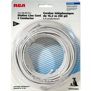 Câble téléphone et alarme 4 conducteurs 22AWG rond 50pi Blanc - Simple Boutique
