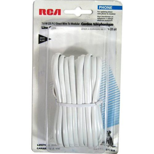 Câble téléphonique Alarme 4 conducteurs M/Spade plat 25pi Blanc - Simple Boutique