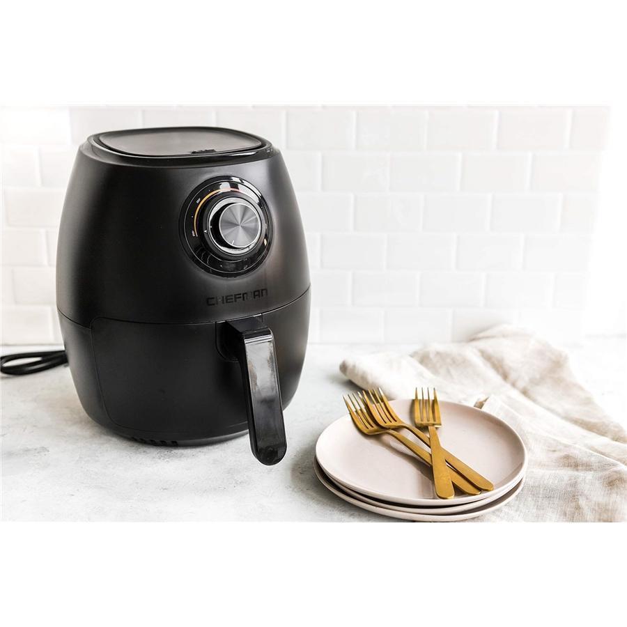 Chefman TurboFry 3,5L Friteuse à Air avec Panier pour Lave-Vaisselle, Double Contrôle de Température, Minuterie de 60 Minutes, Noire - Simple Boutique