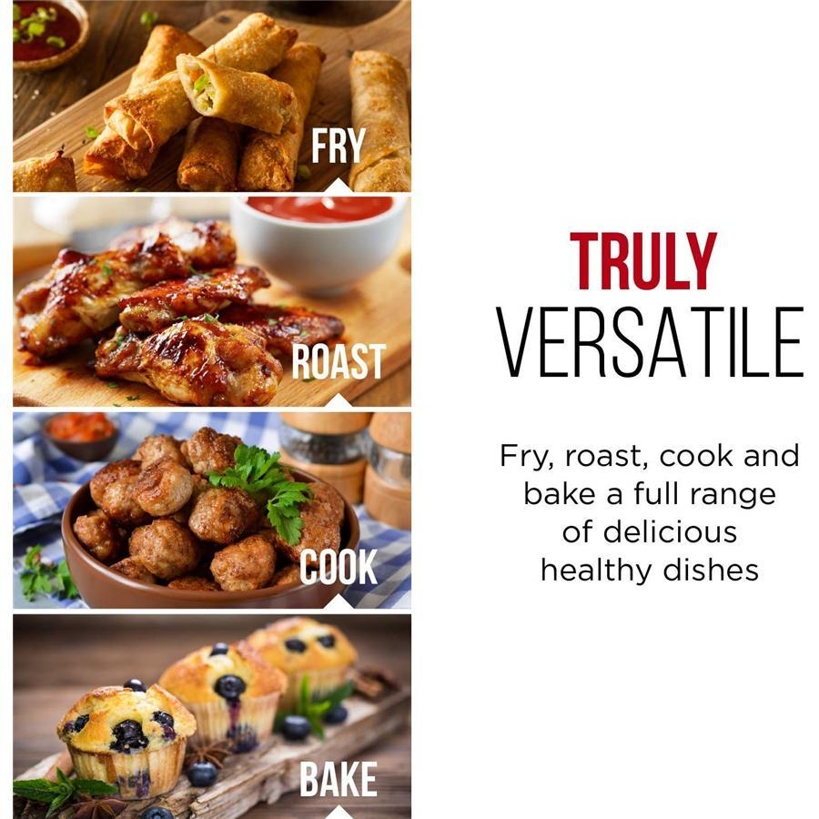 Chefman TurboFry Friteuse à Air 2L Compacte avec Panier pour Lave-Vaiselle, Contrôle de la Température Réglable, Minuterie 30 Minutes Noire - Simple Boutique