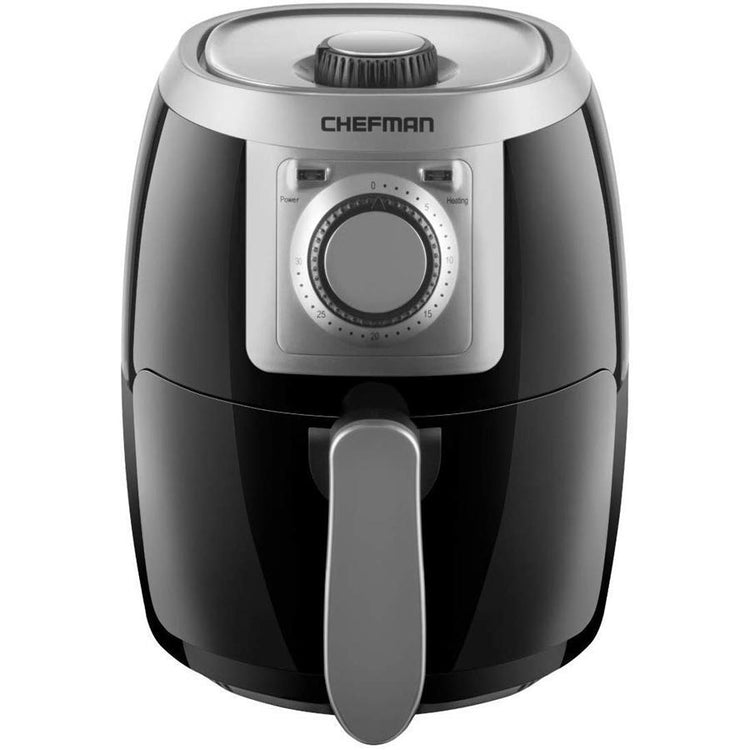 Chefman TurboFry Friteuse à Air 2L Compacte avec Panier pour Lave-Vaiselle, Contrôle de la Température Réglable, Minuterie 30 Minutes Noire - Simple Boutique