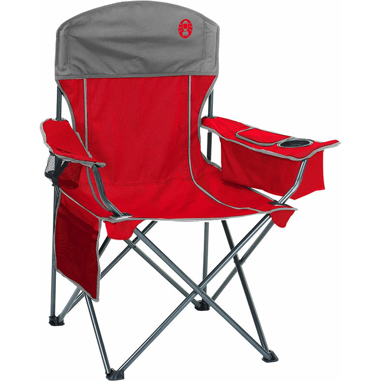 Coleman - Chaise de Camping avec Glacière Intégrée, Capacité de 136Kg, Rouge - Simple Boutique