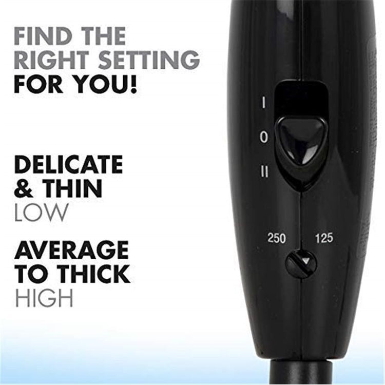 Conair 124AC - Sèche-Cheveux Compact de Voyage avec Poignée Pliable, 1600W, Argenté - Simple Boutique