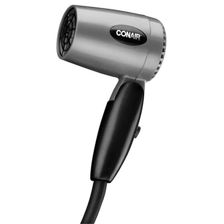 Conair 124AC - Sèche-Cheveux Compact de Voyage avec Poignée Pliable, 1600W, Argenté - Simple Boutique