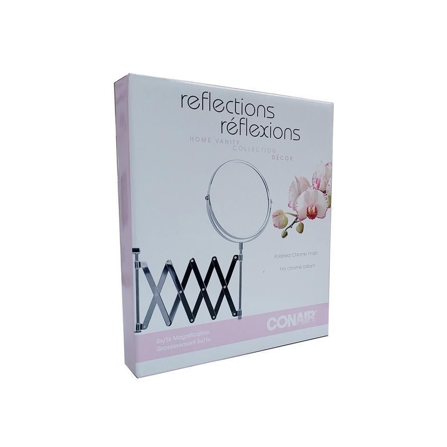 Conair 93412C - Miroir Extensible à Fixer au Mur, Grossissement 1x 5x, Fini Chromé - Simple Boutique