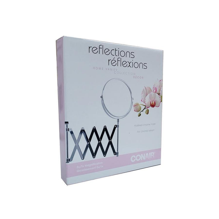 Conair 93412C - Miroir Extensible à Fixer au Mur, Grossissement 1x 5x, Fini Chromé - Simple Boutique