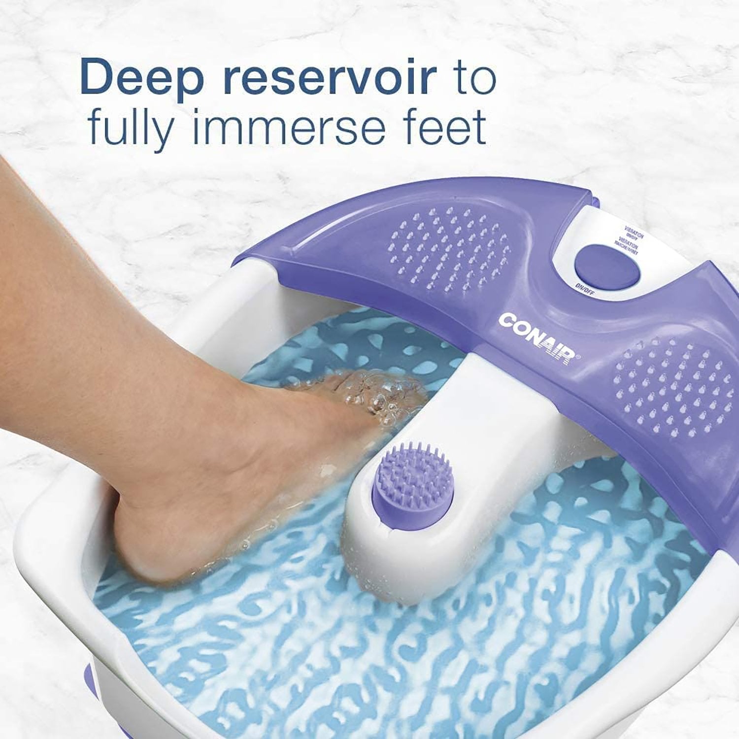 Conair - Bain de Pieds avec Massage à Vibration, Blanc et Violet - Simple Boutique