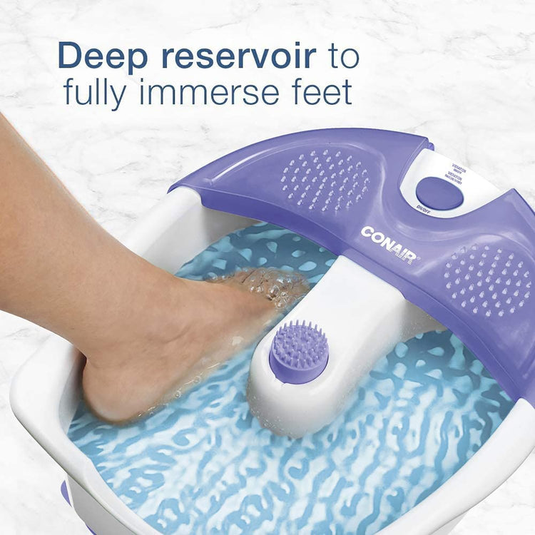 Conair - Bain de Pieds avec Massage à Vibration, Blanc et Violet - Simple Boutique