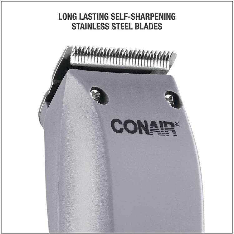 Conair HC90AC - Tondeuse à Cheveux Kit de 10 Pièces avec Lames en Acier Inoxydable Auto-Affûtantes Longue Durée Gris - Simple Boutique