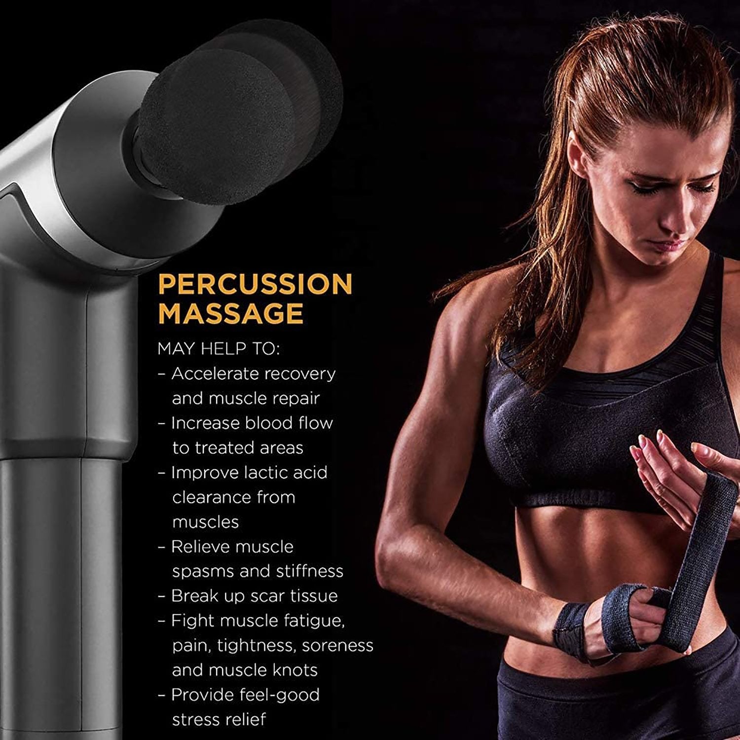 Conair - Pistolet de Massage à Percussion pour les Tissus Profond, Comprend 3 Embouts Différents, Noir - Simple Boutique