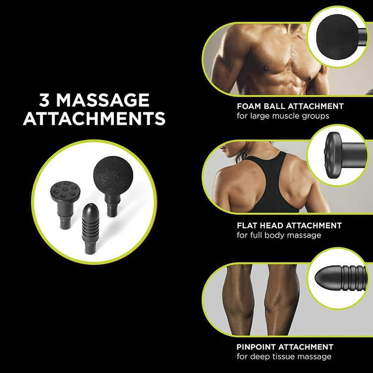 Conair - Pistolet de Massage à Percussion pour les Tissus Profond, Comprend 3 Embouts Différents, Noir - Simple Boutique