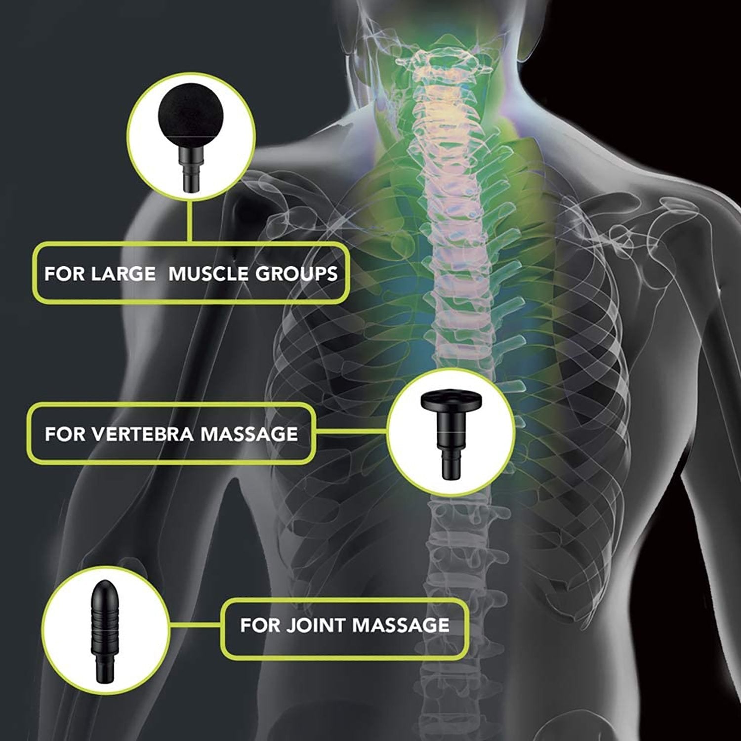 Conair - Pistolet de Massage à Percussion pour les Tissus Profond, Comprend 3 Embouts Différents, Noir - Simple Boutique