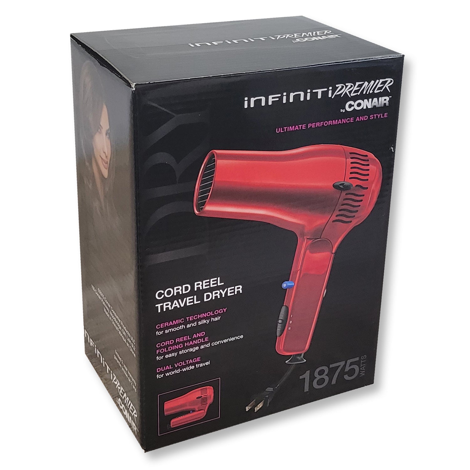 Conair - Sèche-Cheveux Ionique avec Poignée Pliable, 1875 Watt, Rouge - Simple Boutique