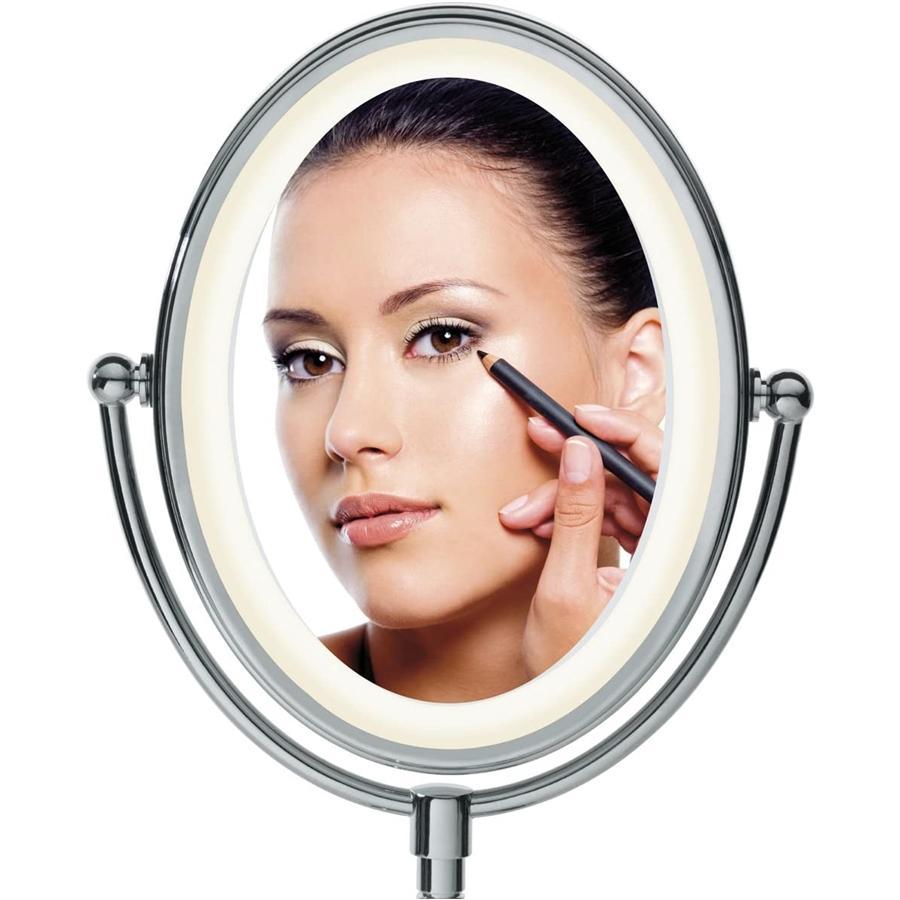 Conair TGBE51LEDC - Miroir Bilatéral sur Pied, Grossissement 7x et 1x, Éclairage Doux, Fini Chromé - Simple Boutique