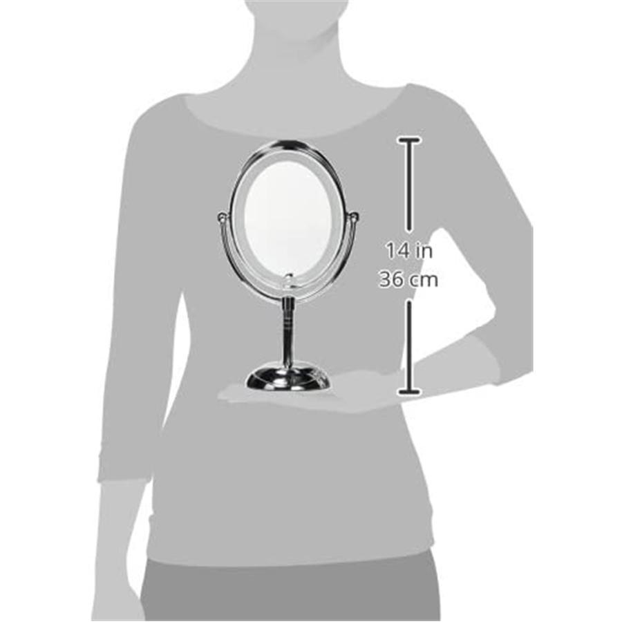 Conair TGBE51LEDC - Miroir Bilatéral sur Pied, Grossissement 7x et 1x, Éclairage Doux, Fini Chromé - Simple Boutique