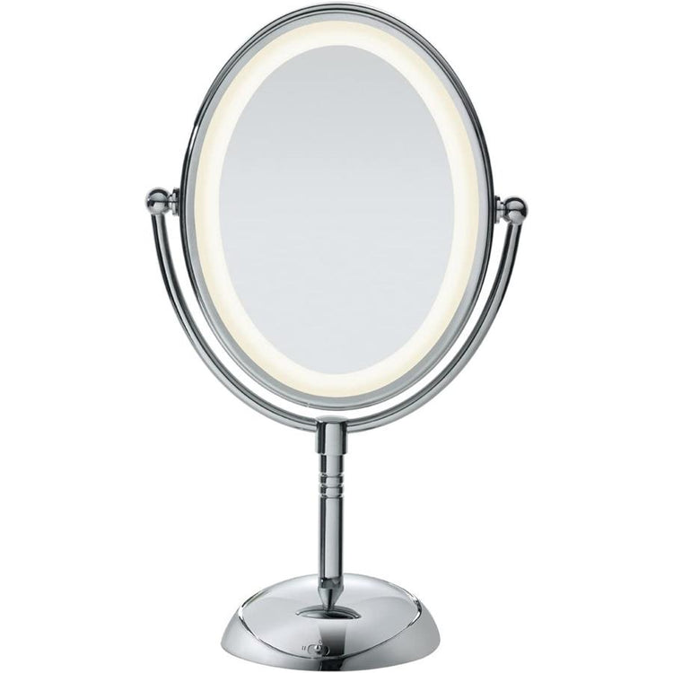 Conair TGBE51LEDC - Miroir Bilatéral sur Pied, Grossissement 7x et 1x, Éclairage Doux, Fini Chromé - Simple Boutique