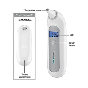 Conair - Thermomètre Auriculaire Infrarouge, Lecture Rapide , Blanc - Simple Boutique