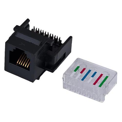 Connecteur Keystone Cat3 6P6C RJ-12 Femelle Noir Sans Outil - Simple Boutique