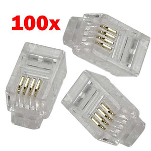 Connecteurs 4P4C RJ9 Pour Câble Téléphone 4 Conducteurs 100Pk - Simple Boutique