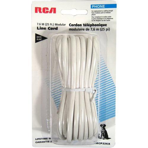 Cordon téléphonique 6 conducteurs M/M plat 25pi Blanc - Simple Boutique