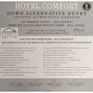 Cotton House - Couette Synthétique Hotel Comfort, 100% Coton, Remplissage 3D 100% Fibre MicroGel, Grandeur King, Blanc - Simple Boutique