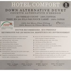 Cotton House - Couette Synthétique Hotel Comfort, 100% Coton, Remplissage 3D 100% Fibre MicroGel, Grandeur Twin, Blanc - Simple Boutique