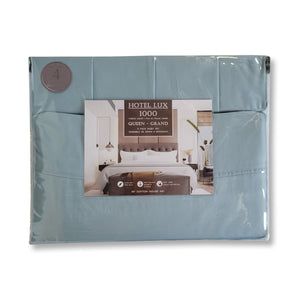 Cotton House - Ensemble de Drap Hotel Lux en Coton, 1000 Fils par Pouce Carré, Grandeur King, Bleu - Simple Boutique