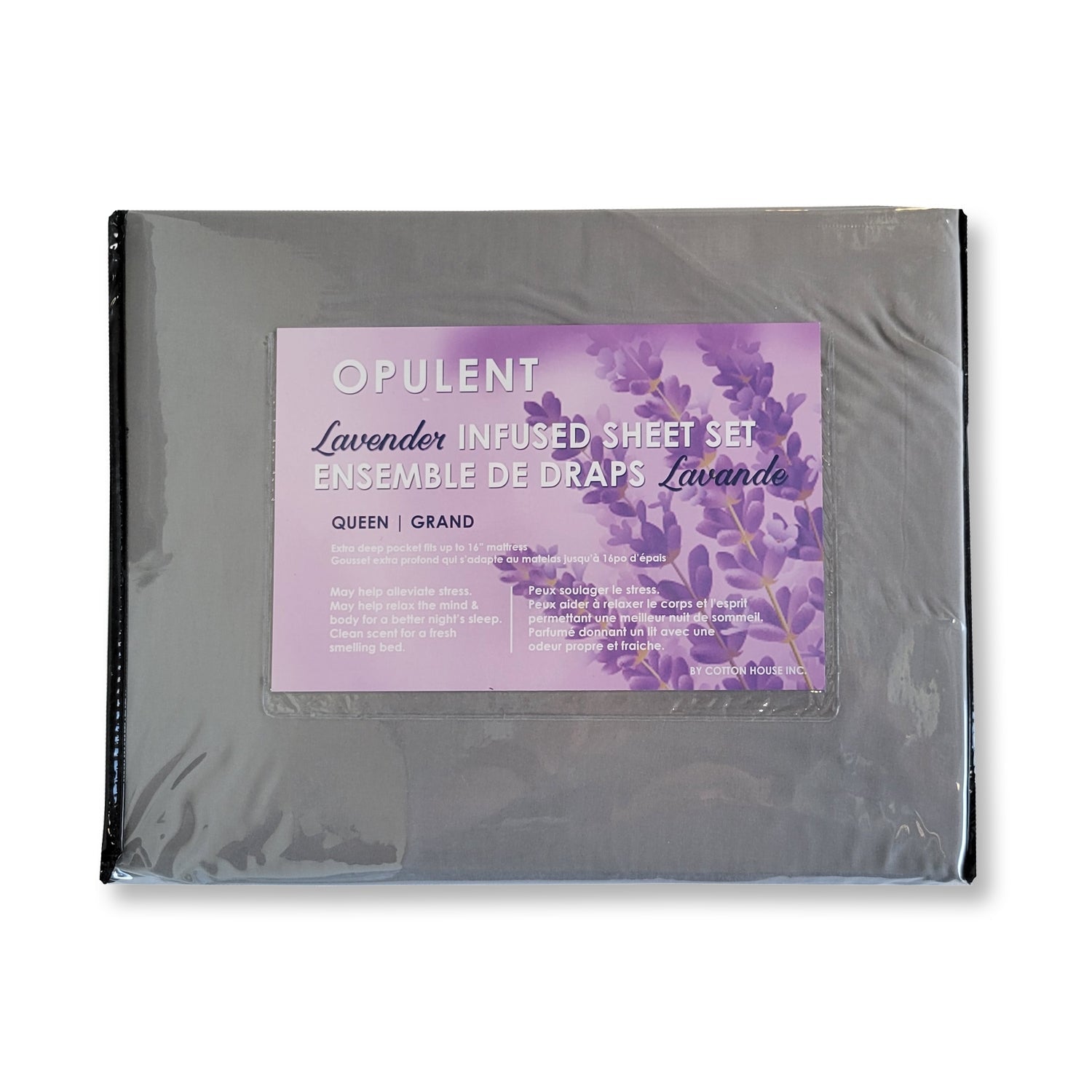 Cotton House - Ensemble de Draps Infusé de Lavande, Grandeur Queen, Gris Foncé - Simple Boutique