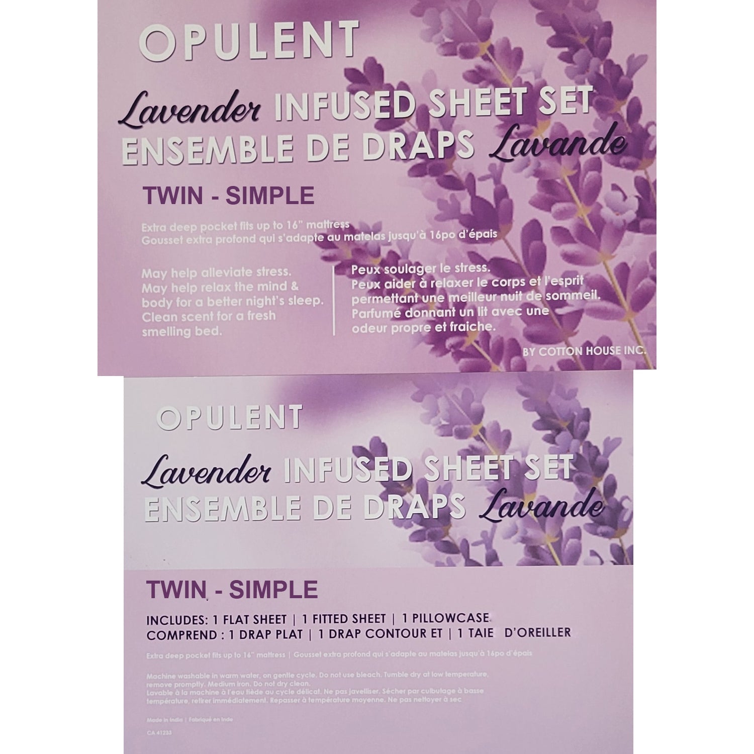 Cotton House - Ensemble de Draps Infusé de Lavande, Grandeur Twin, Blanc - Simple Boutique