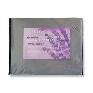 Cotton House - Ensemble de Draps Infusé de Lavande, Grandeur Twin, Gris Foncé - Simple Boutique