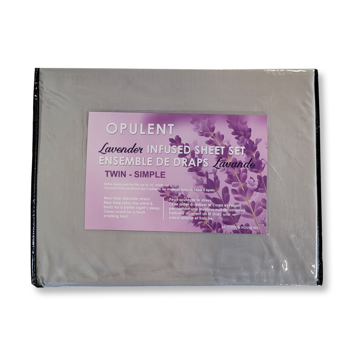 Cotton House - Ensemble de Draps Infusé de Lavande, Grandeur Twin, Gris Pâle - Simple Boutique