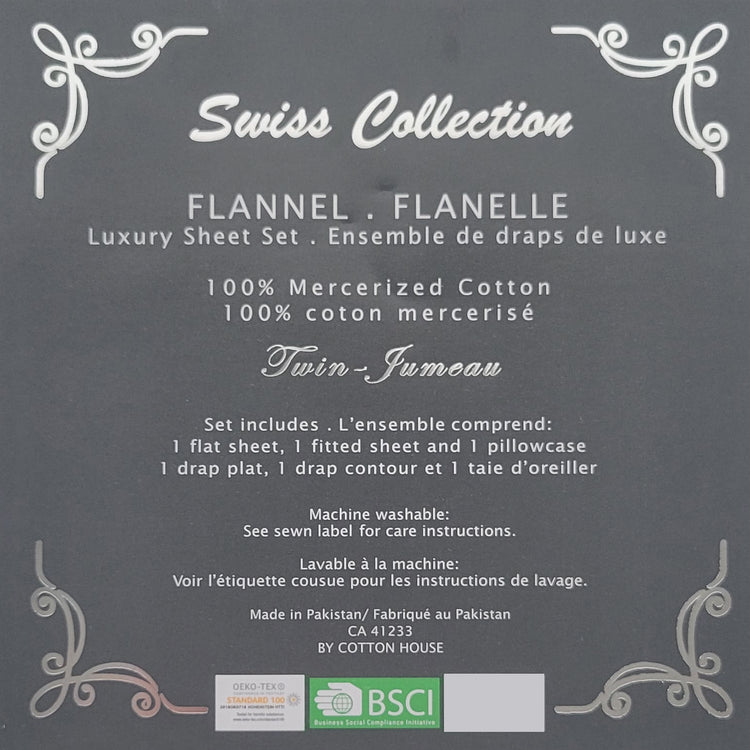 Cotton House - Ensemble de Draps de Flanelle, 100% Coton Mercerisé, Grandeur Simple, Motifs d'Arbre de Pin - Simple Boutique