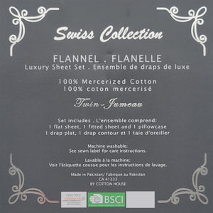 Cotton House - Ensemble de Draps de Flanelle, 100% Coton Mercerisé, Grandeur Simple, Motifs de Cerfs - Liquidation Fin de Saison Vente Finale - Simple Boutique