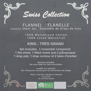 Cotton House - Ensemble de Draps de Flanelle, 100% Coton Mercerisé, Grandeur Très Grand Lit King, Motifs de Cerfs - Liquidation Fin de Saison Vente Finale - Simple Boutique