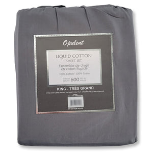 Cotton House- Ensemble de Draps en Coton Liquide, 600 Fils Par Pouce, Grandeur King, Gris Foncé - Simple Boutique
