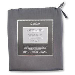 Cotton House- Ensemble de Draps en Coton Liquide, 600 Fils Par Pouce, Grandeur King, Gris Foncé - Simple Boutique