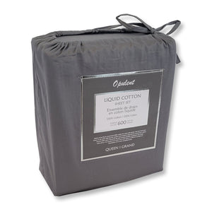 Cotton House- Ensemble de Draps en Coton Liquide, 600 Fils Par Pouce, Grandeur Queen, Gris Foncé - Simple Boutique