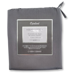 Cotton House- Ensemble de Draps en Coton Liquide, 600 Fils Par Pouce, Grandeur Queen, Gris Foncé - Simple Boutique
