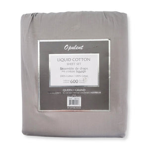 Cotton House- Ensemble de Draps en Coton Liquide, 600 Fils Par Pouce, Grandeur Queen, Gris Pâle - Simple Boutique