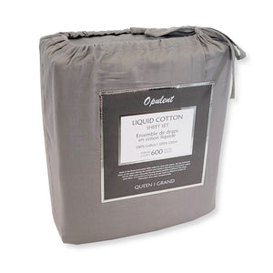 Cotton House- Ensemble de Draps en Coton Liquide, 600 Fils Par Pouce, Grandeur Queen, Gris Pâle - Simple Boutique
