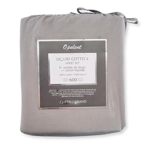 Cotton House- Ensemble de Draps en Coton Liquide, 600 Fils Par Pouce, Grandeur Queen, Gris Pâle - Simple Boutique