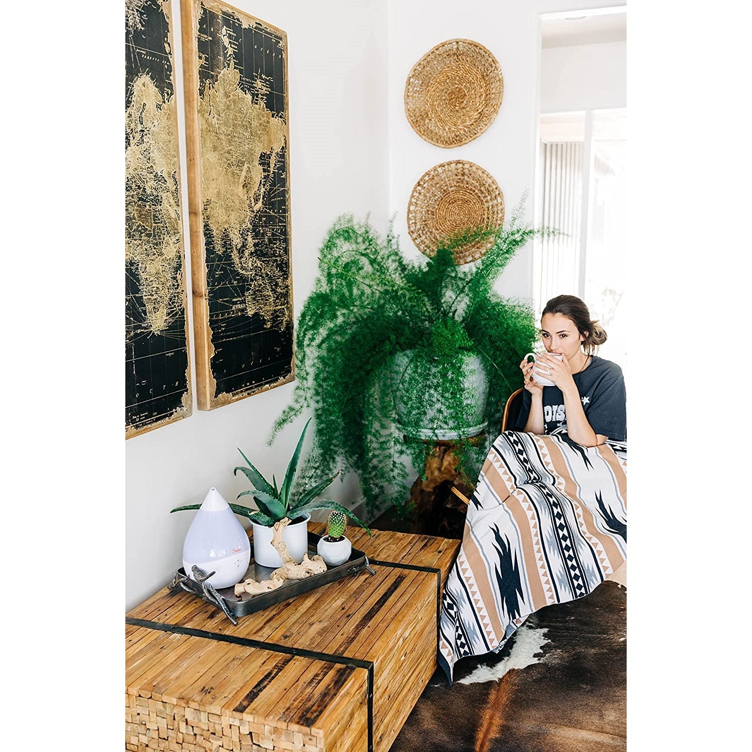 Crane - Humidificateur d'air Ultrasonic à Brume Fraiche, Buse Rotative 360 Degrée, Blanc - Simple Boutique