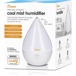 Crane - Humidificateur d'air Ultrasonic à Brume Fraiche, Buse Rotative 360 Degrée, Blanc - Simple Boutique